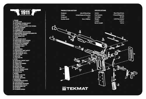 TEKMAT ARMORERS BENCH MAT 11"X17" 1911 PISTOL - for sale