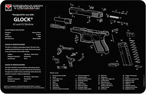 TEKMAT ARMORERS BENCH MAT 11"x17" FOR GLOCK 42/43 - for sale