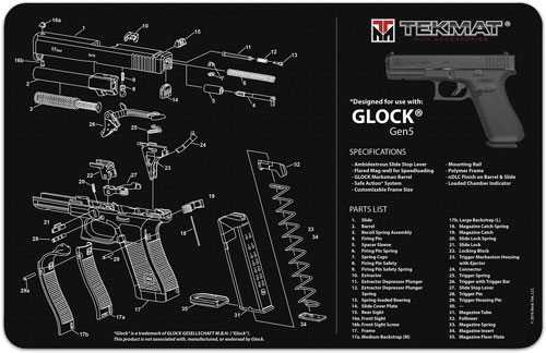 TEKMAT ARMORERS BENCH MAT 11"x17" FOR GLOCK G5 BLACK - for sale