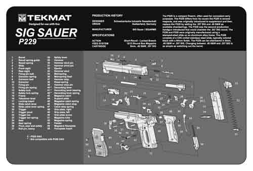 TEKMAT ARMORERS BENCH MAT 11"x17" SIG SAUER 229 PISTOL - for sale