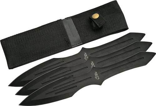 SZCO RITE EDGE 9.75" THROWING KNIFE BLACK 3PC SET W/SHEATH - for sale