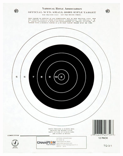 CHAMPION TGT PAPER 7"X9" 50YD. SMALL BORE RIFLE 12PK - for sale