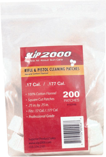 SLIP 2000 CLEANING PATCHES SQUARE .17/.177 .75" 200-PACK - for sale