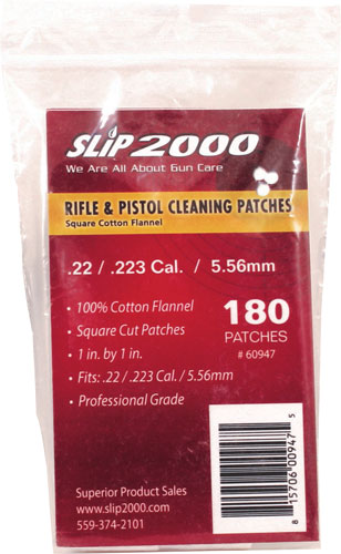 SLIP 2000 CLEANING PATCHES 1" SQUARE .22 CALIBER 180-PACK - for sale