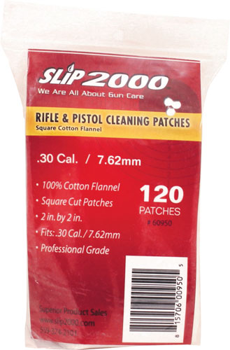 SLIP 2000 CLEANING PATCHES 2" SQUARE .30/7.62MM 120-PACK - for sale