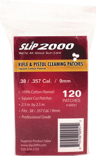 SLIP 2000 CLEANING PATCHES 2.5"SQ .38/357/40/9mm 120-PACK - for sale