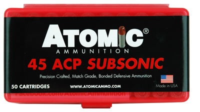ATOMIC 45 ACP SUBSONIC 250GR JHP 50RD 10BX/CS - for sale