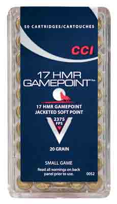 CCI GAMEPOINT 17 HMR 1875FPS 20GR GAMEPOINT 50RD 40BX/CS - for sale