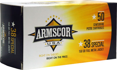 ARMSCOR 38 SPECIAL 158GR FMJ 50RD 20BX/CS MADE IN USA - for sale