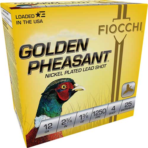 FIOCCHI GLDN PHSNT 12GA 2.75" #4 1250FPS 1-3/8 25RD 10BX/CS - for sale