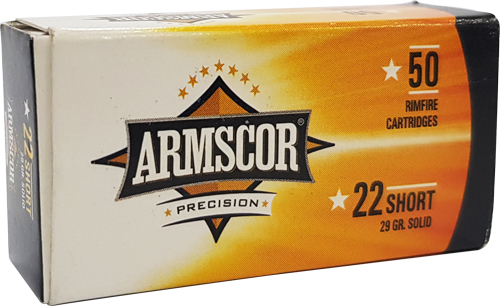 ARMSCOR .22 SHORT 29GR COPPER PLATED LEAD RN 50RD 100BX/CS - for sale