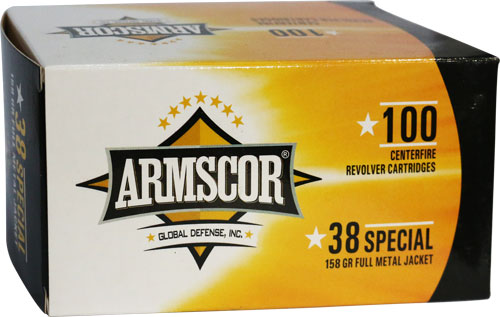 ARMSCOR 38 SPECIAL 158GR FMJ 100RD 12BX/CS - for sale