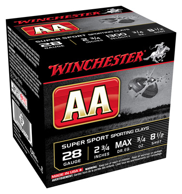 WINCHESTER AA 28GA CASE LOT 25RD 10BX/CS 1300FPS 3/4OZ 8.5 - for sale