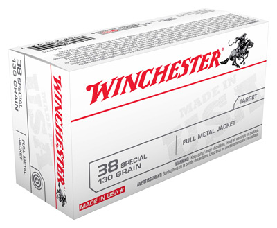 WINCHESTER USA 38 SPECIAL 130GR FMJ-RN 50RD 10BX/CS - for sale