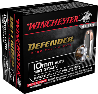 WINCHESTER DEFENDER 10MM AUTO 180GR BONDED JHP 20RD 10BX/CS - for sale