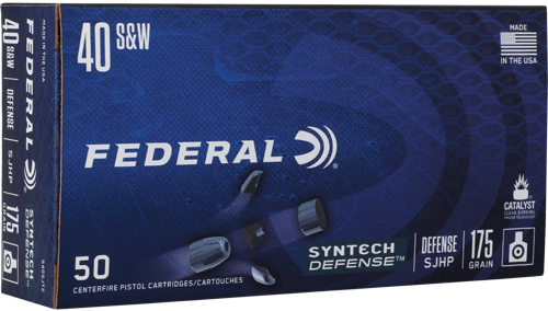 FEDERAL 40 SW 175GR SYNTHETIC DEFENSE SJHP 50RD 10BX/CS - for sale