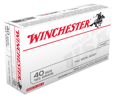 WINCHESTER USA 40SW 165GR FMJ TRUNCATED CONE 50RD 10BX/CS - for sale