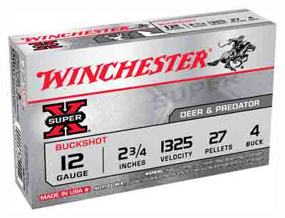 WINCHESTER SUPER-X 12GA 2.75" 1325FPS 4BK 27PLTS 5RD 50BX/CS - for sale