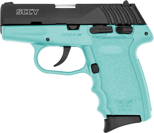 SCCY CPX4-CB PISTOL DAO .380 10RD BLACK/SCCY BLUE W/SAFETY - for sale