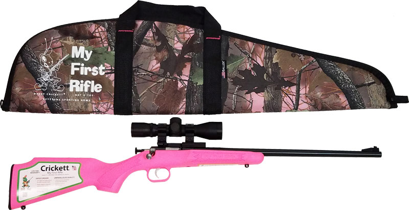 CRICKETT RIFLE G2 .22LR BLUED/ PINK SYNTH W/SCOPE AND CASE - for sale