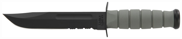 KA-BAR FIGHTING/UTILITY KNIFE 7" SERR W/PLASTIC STH. F-GREEN - for sale