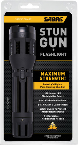 SABRE STUN GUN FLASHLIGHT W/HOLSTER 1.820uC BLACK - for sale