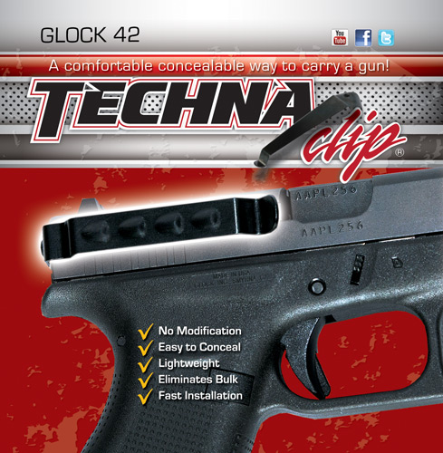TECHNA CLIP HANDGUN RETENTION CLIP FOR GLOCK 42 RIGHT/LEFT - for sale