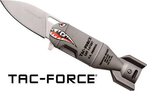 MC TAC-FORCE 2.25" DROP POINT FOLDER GREY SHARK BOMB/SS - for sale